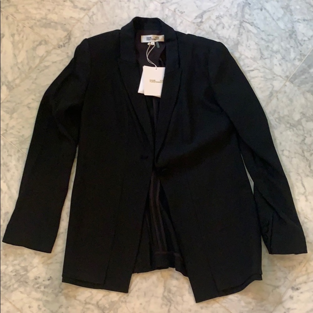 Black DVF tuxedo jacket